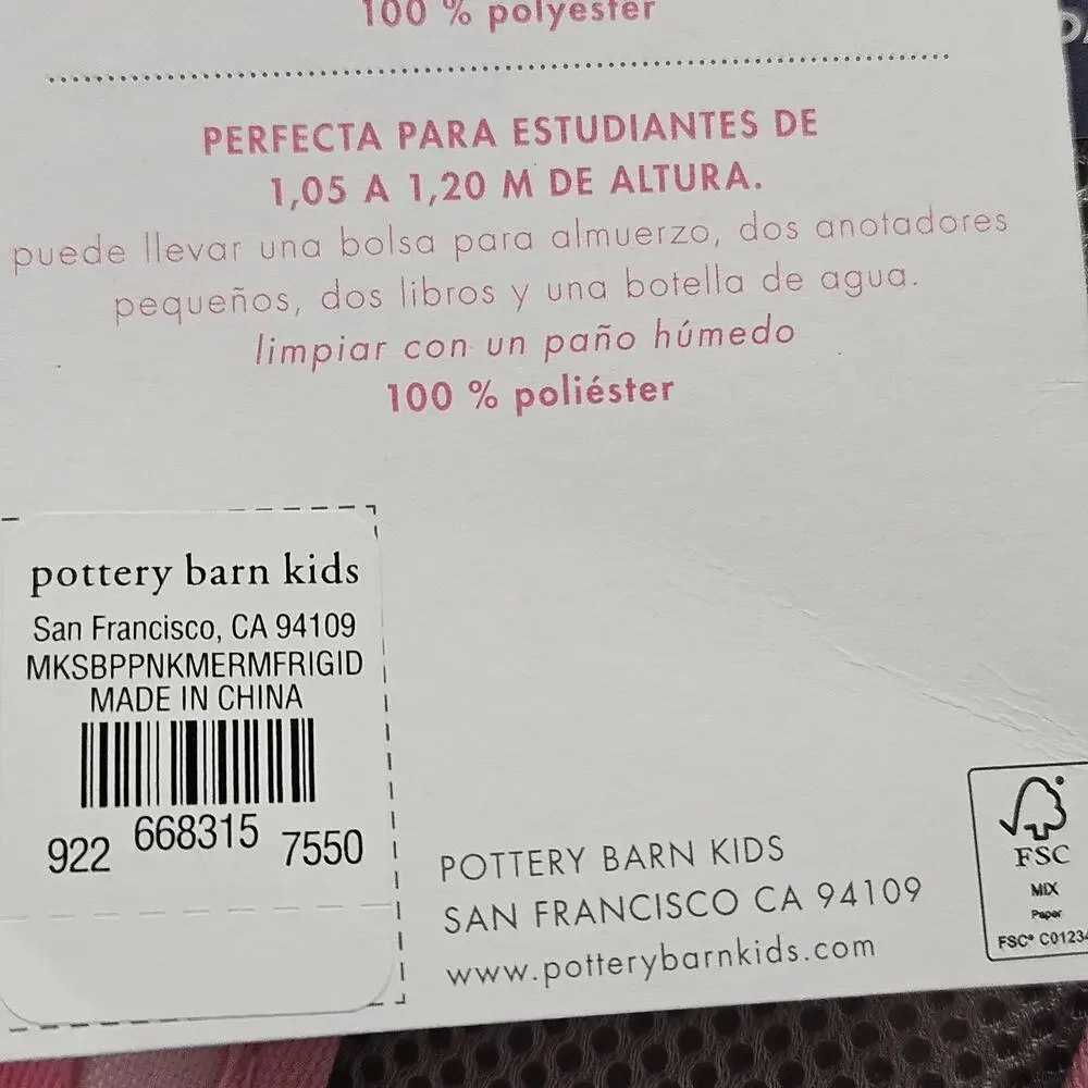 Pottery Barn Kids Small Mermaid Backpack Pink 15x12x6 Glow in Dark